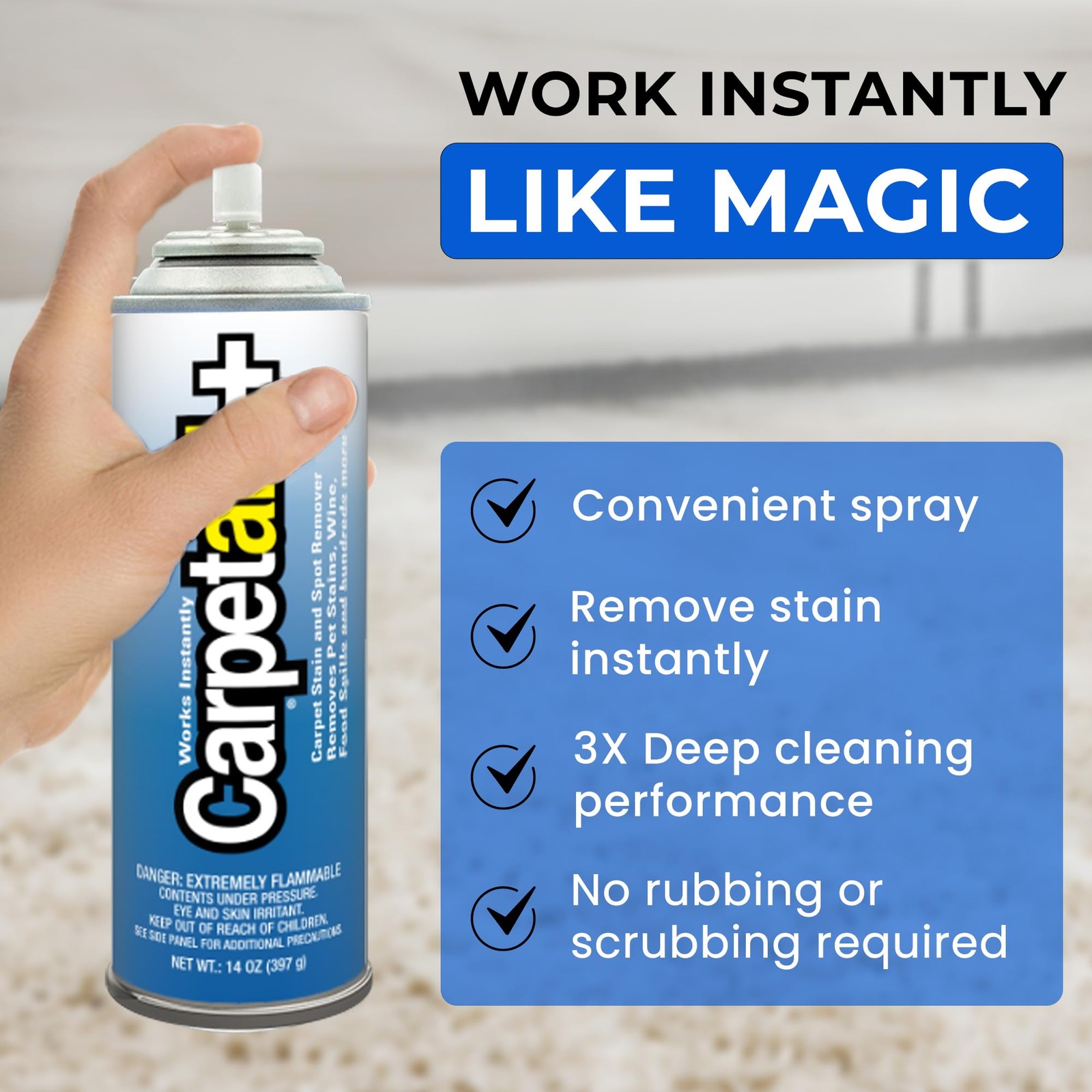 10 Oz. CarpetAid+ Carpet Stain Remover & Spot Cleaner (Pack of 6 Cans): Easily a