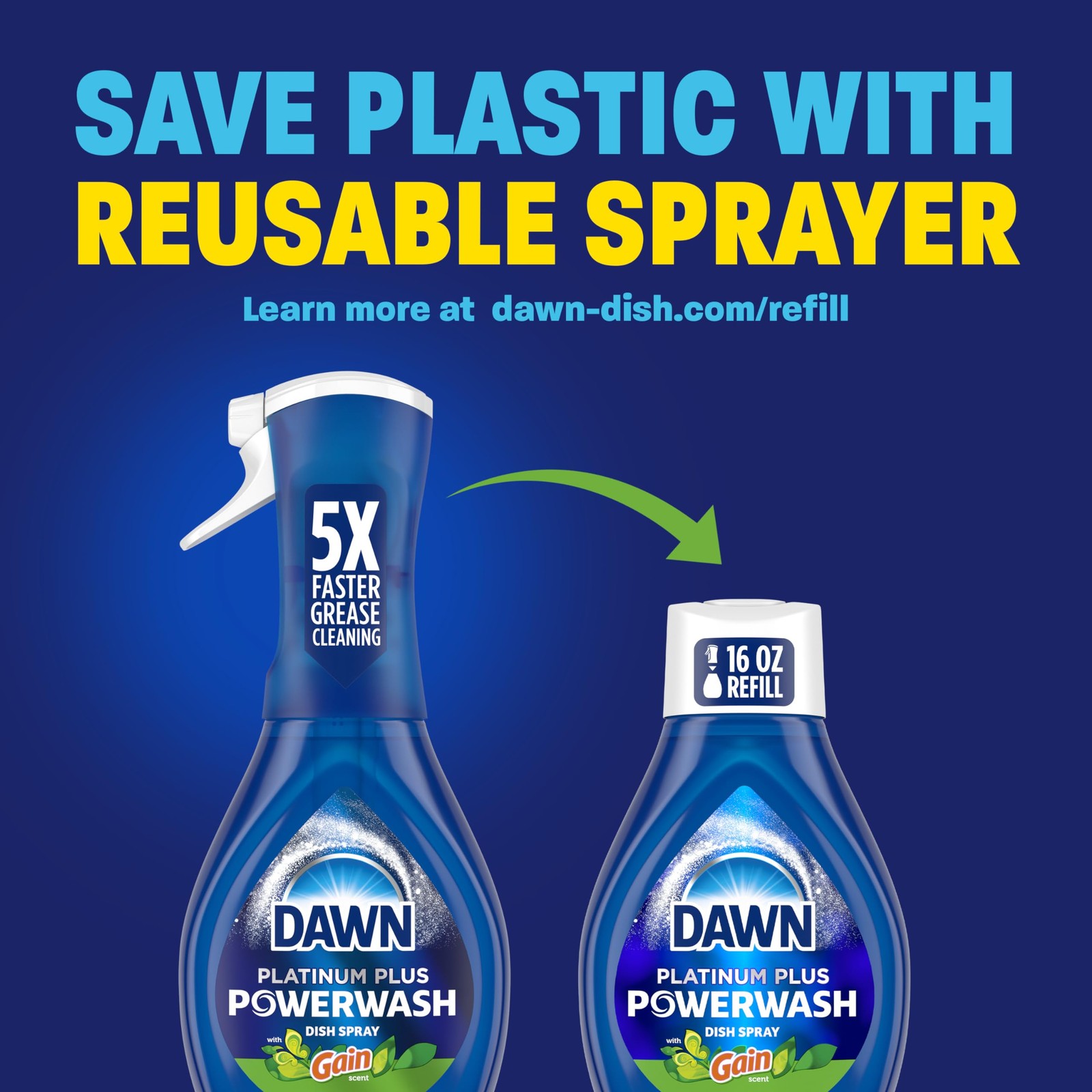 Powerwash Gain Original Dish Spray, Liquid Dish Soap, Dish Soap Refill, , 1 S…