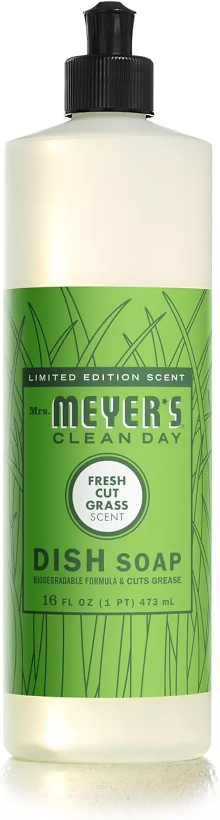 Mrs. Meyer’s Clean Day Liquid Dish Soap, Fresh Cut Grass Scent, 16 Ounce Bottle