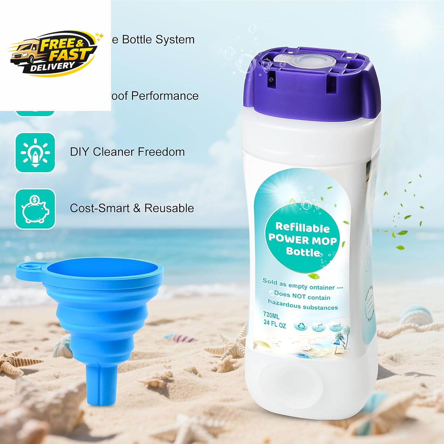 ​Refillable Bottle for ® Power Mop™, 720ML / 24 FL.OZ Reusable Solution Containe