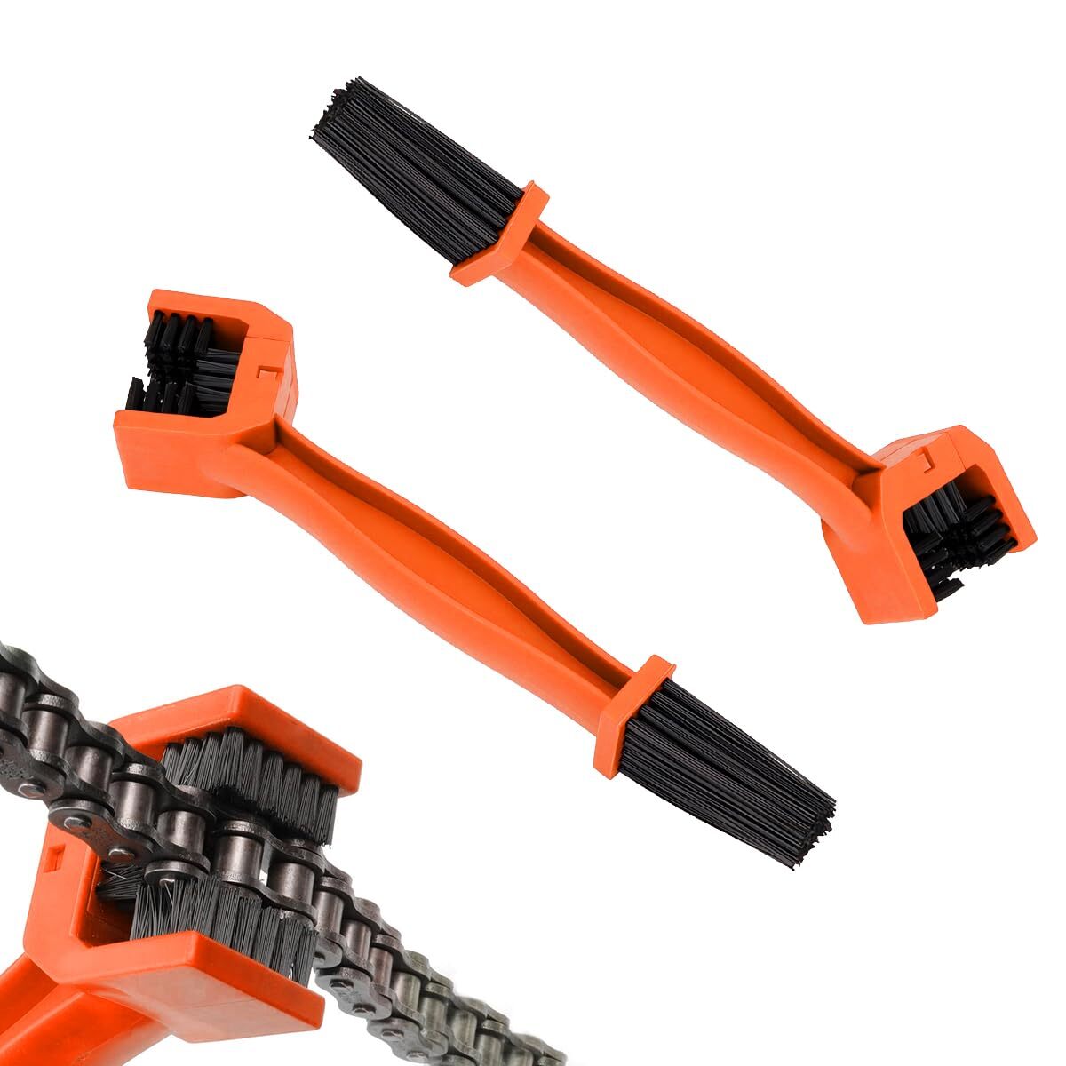 2 Pcs Motorcycle Chain Washer Bike Chain Scrubbing Brush Two Head Cleaning Brush