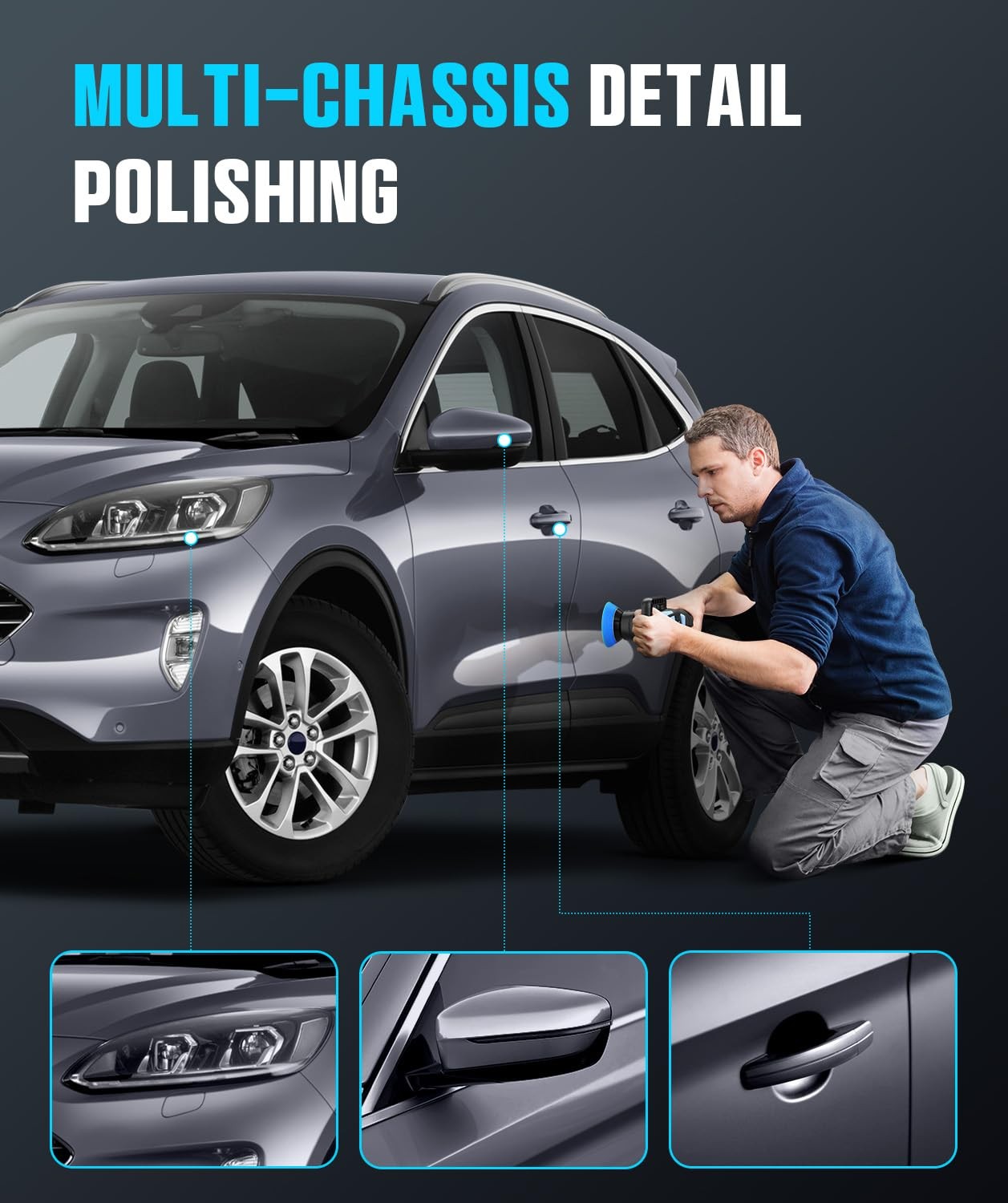 Mini Polisher, 2inch/ 3inch 750W Car Buffer with 12mm Random Orbital-Improve …