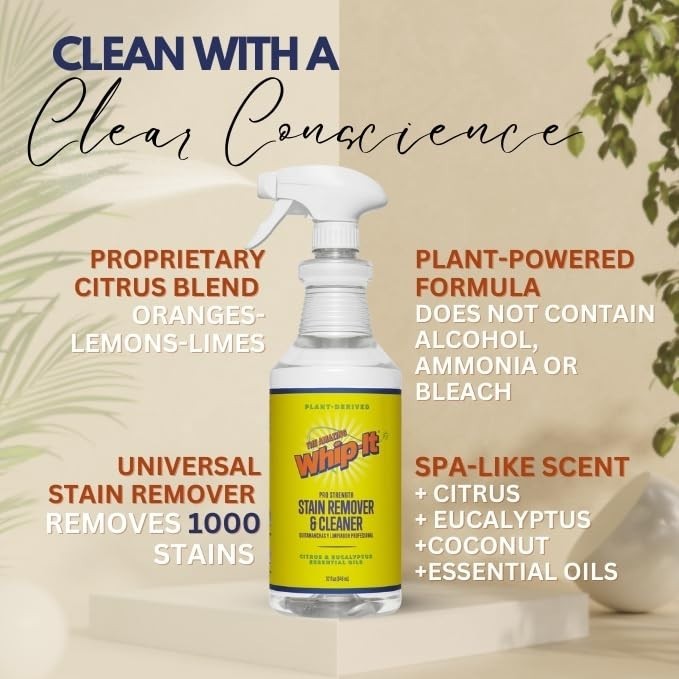 Multi-Purpose Stain Remover Spray – Plant-Based Enzyme Cleaner, 32 OZ, 500+ Uses