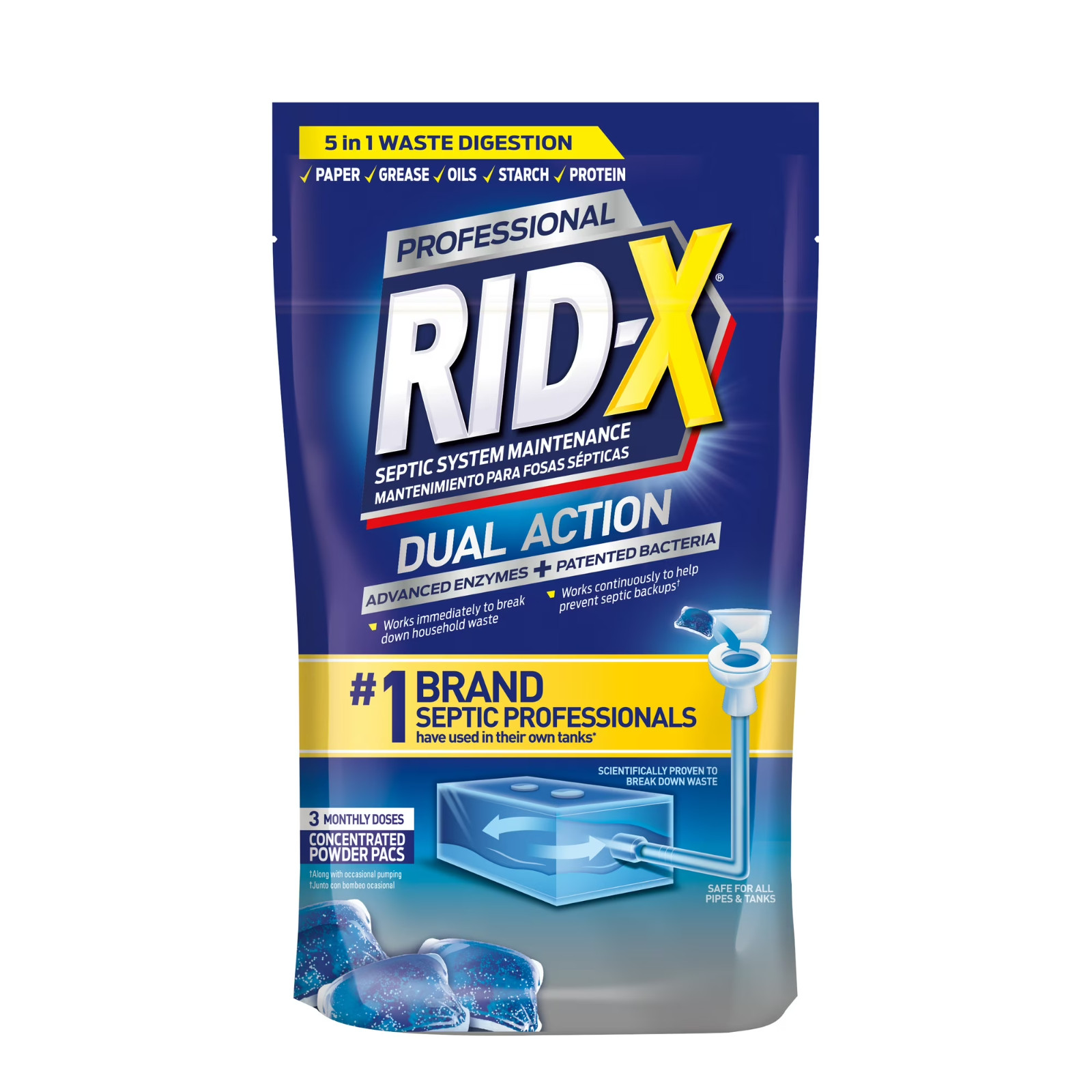 RID-X Septic Tank Treatment Pods – 3 Month Supply, Dual Action Enzymes and Bacte