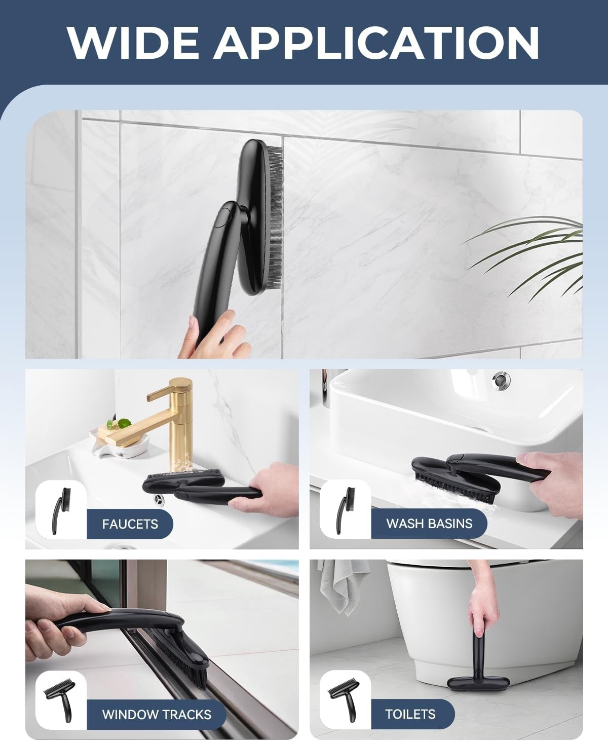 New Grout Cleaner Brush with Rotating Handle, for Tile Floors, Shower, V Shape
