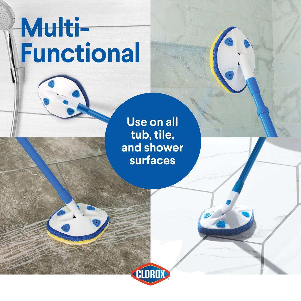 Clorox 42 Inch Bathroom Scrubber – Tub & Tile, Max Reach, Heavy-Duty Refill