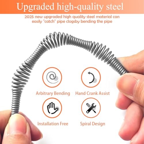 33 Ft Drain Snake Auger, Heavy Duty Plumbing Snake for Sink, Tub, and 33 Feet