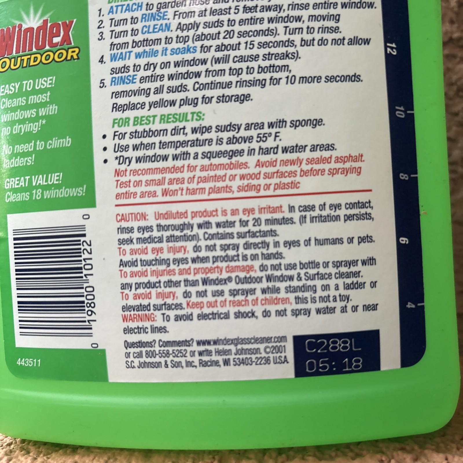VTG 1 Windex Outdoor Window Cleaner Spay Concentrated 32 fl oz New Old Stock