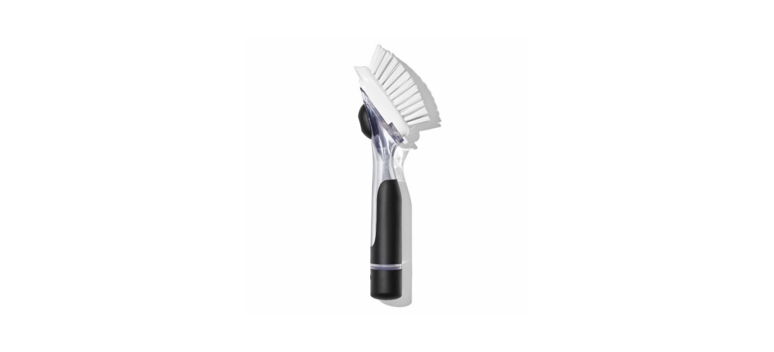 Soap Dispenser Dish Brush Good Grips 1.25″ W Plastic/Rubber Handle Black/White