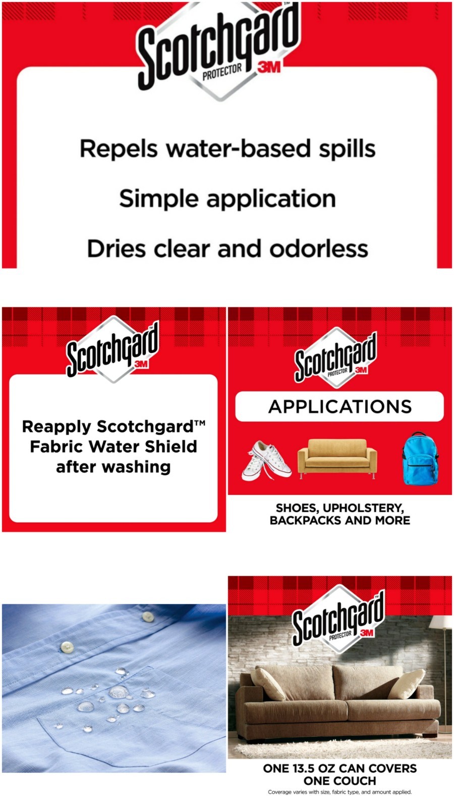 3M Scotchgard Water Shield Fabric Protector Upholstery & Apparel 10oz – 2 PACK