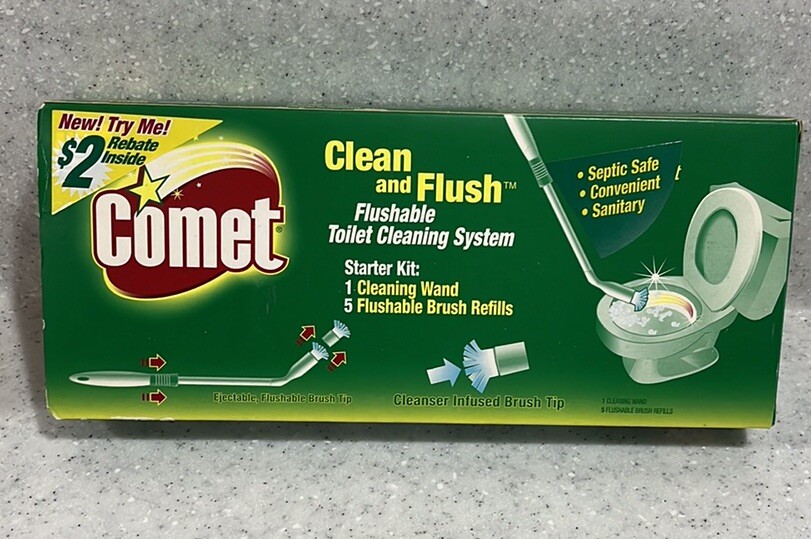 Vtg 2003 Comet Clean and Flush Flushable Toilet Cleaning System NOS~NIB~Prop/Use