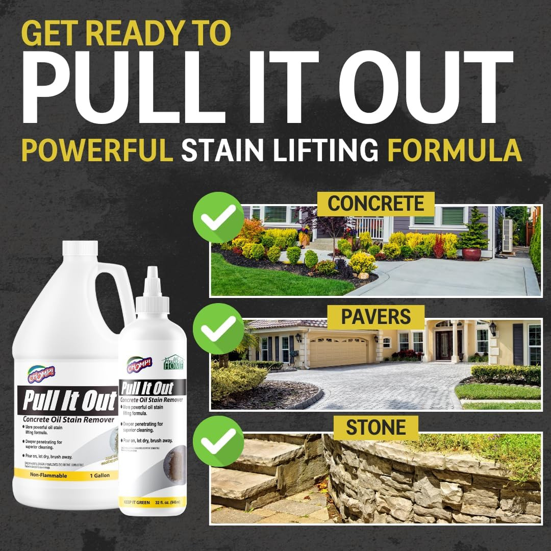 Chomp Pull It Out Oil/Stain Remover for Concrete, Grease, Remover for Garage ..