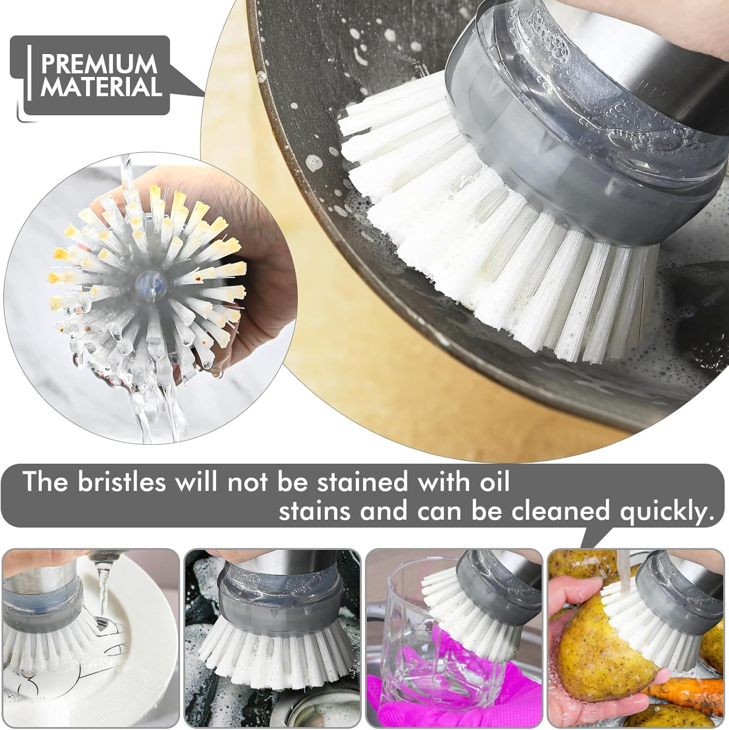 Palm Brush Refills for OXO Steel Soap Dispensing Dish Brush – 4 Pack Cleaning Re