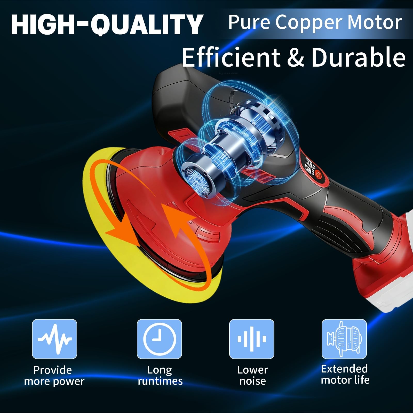 Updated Cordless Car Buffer Polisher Kit, 6 Inch Car Buffer with 8-Speed Orbi…