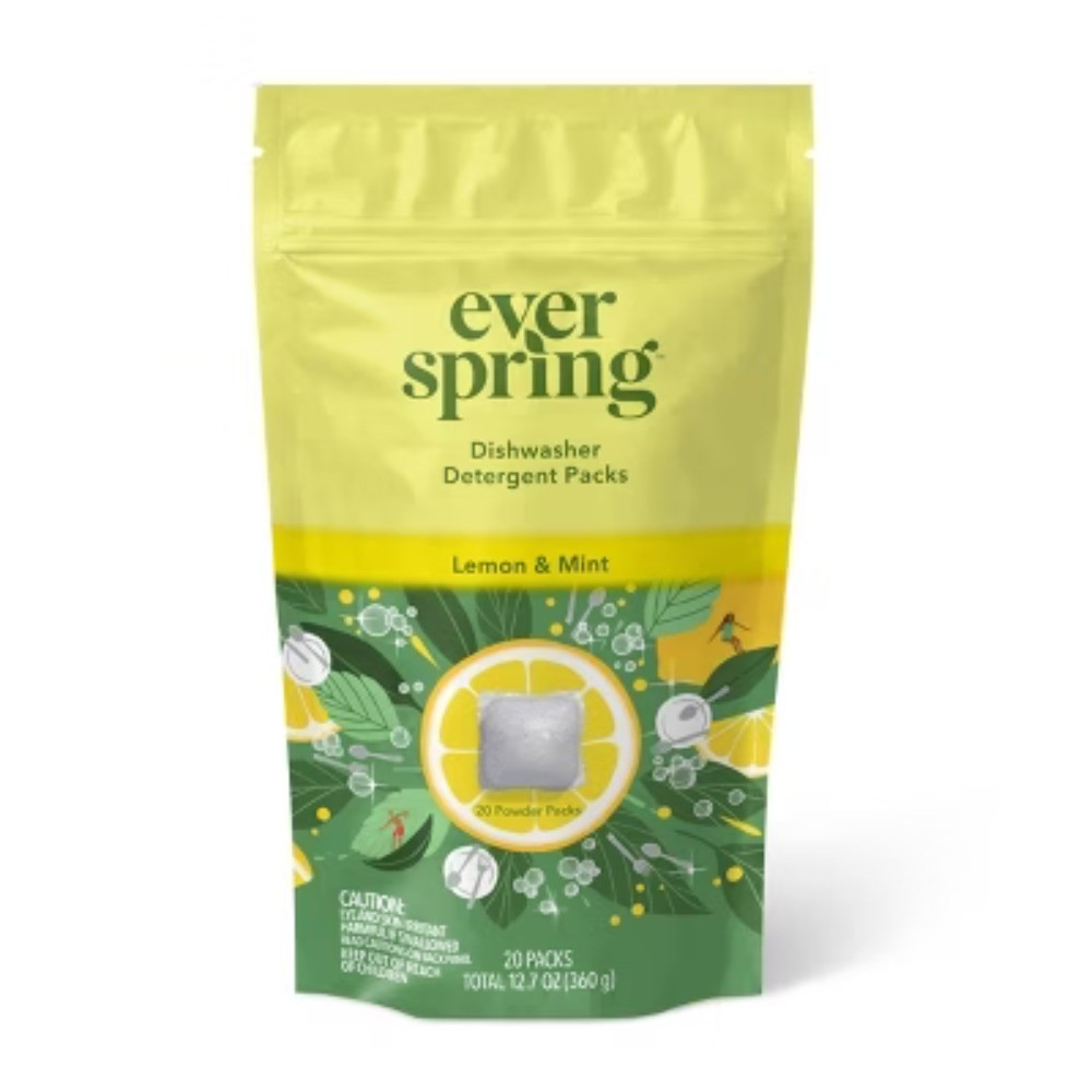 Lemon & Mint Auto Dish – 12.7oz/20ct: Phosphate-Free, Packet Form,Dishwasher Use