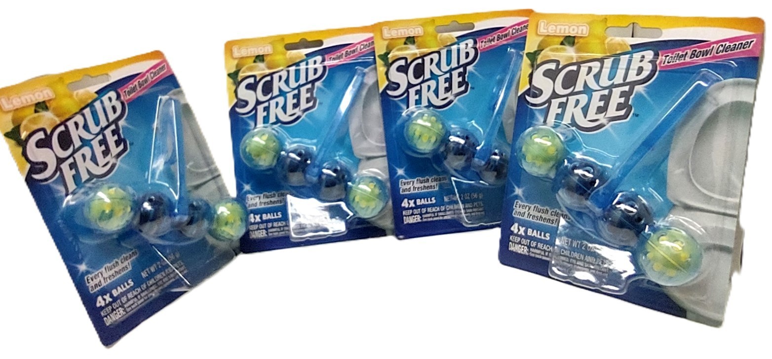 4x Scrub Free Lemon Automatic Toilet Cleaner Rim Hangerb 4x Balls 2 oz Ea SEALED