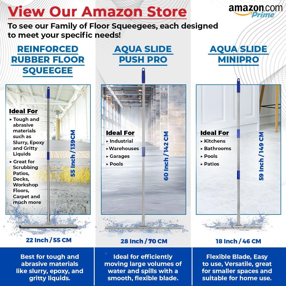 AquaSlide MiniPushPro – 18-Inch Epoxy Squeegee for Shop & Concrete Floors, Ti…