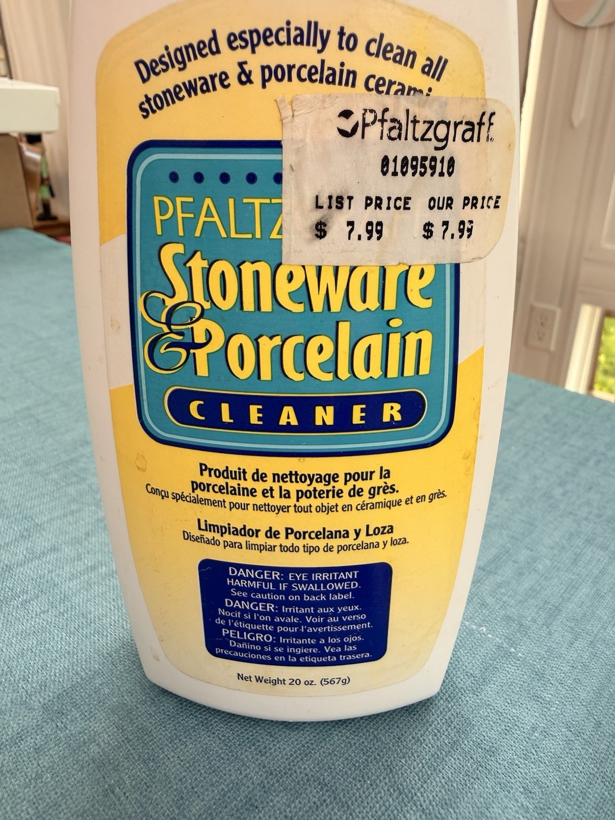 50% Full Pfaltzgraff Stoneware & Porcelain Cleaner 20oz Bottle Rare Discontinued