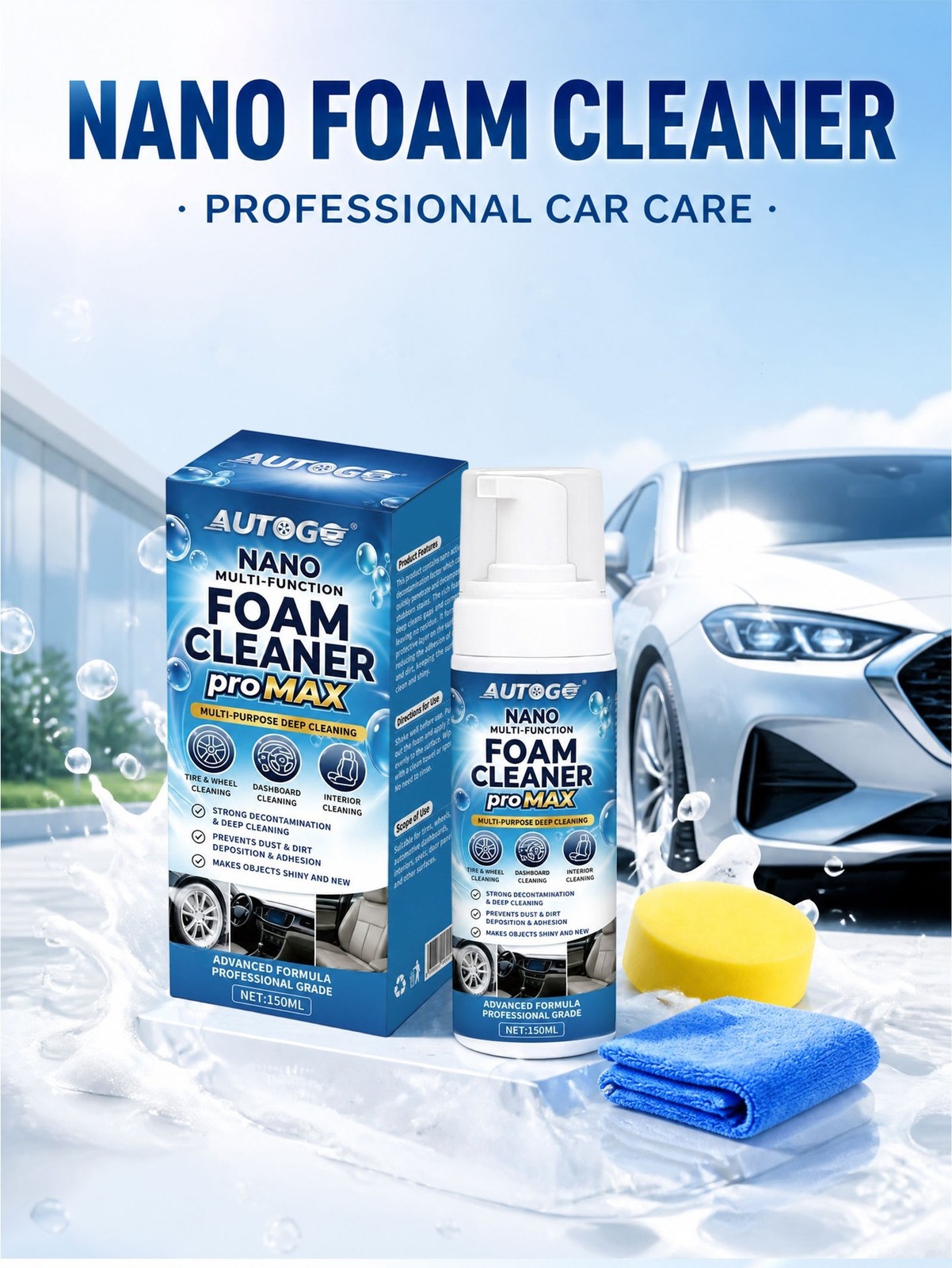 1~3x Nano Multi-Functional Foam Cleaner Pro Max,Car Interior Deep Cleaning Spray