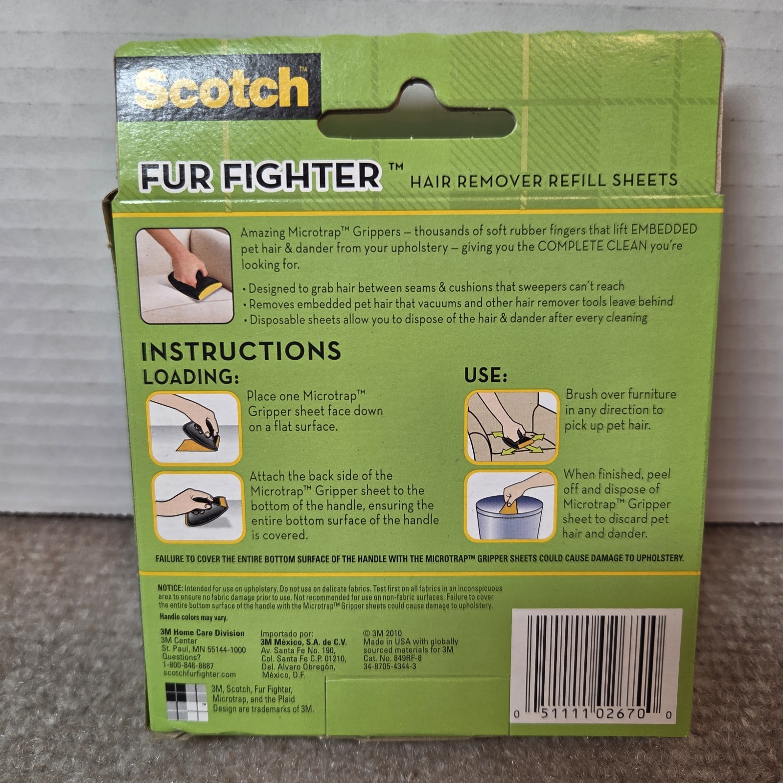 Scotch Fur Fighter 8 Refill Sheets Upholstery Pet Hair Fur Remover