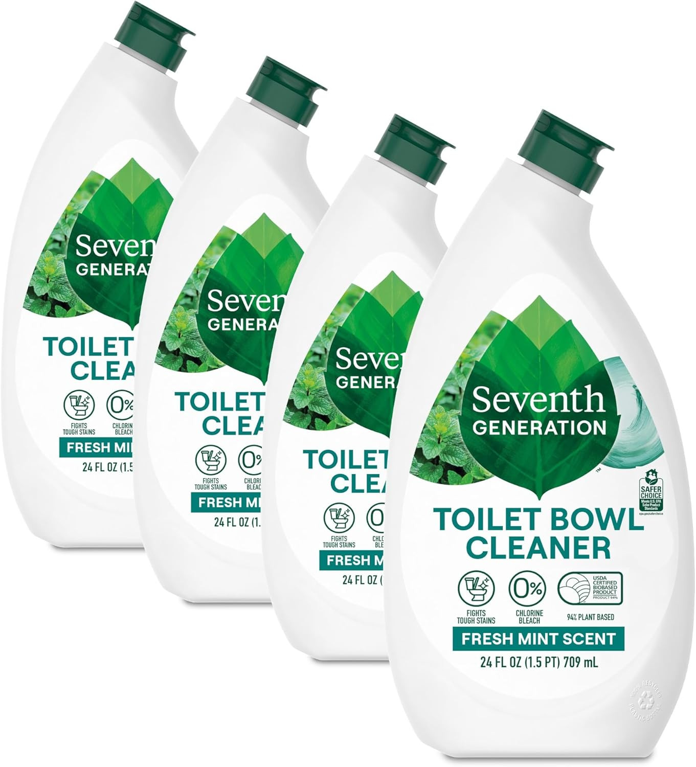 Seventh Generation Toilet Bowl Cleaner Fresh Mint Scent 4 Pack without Chlorine