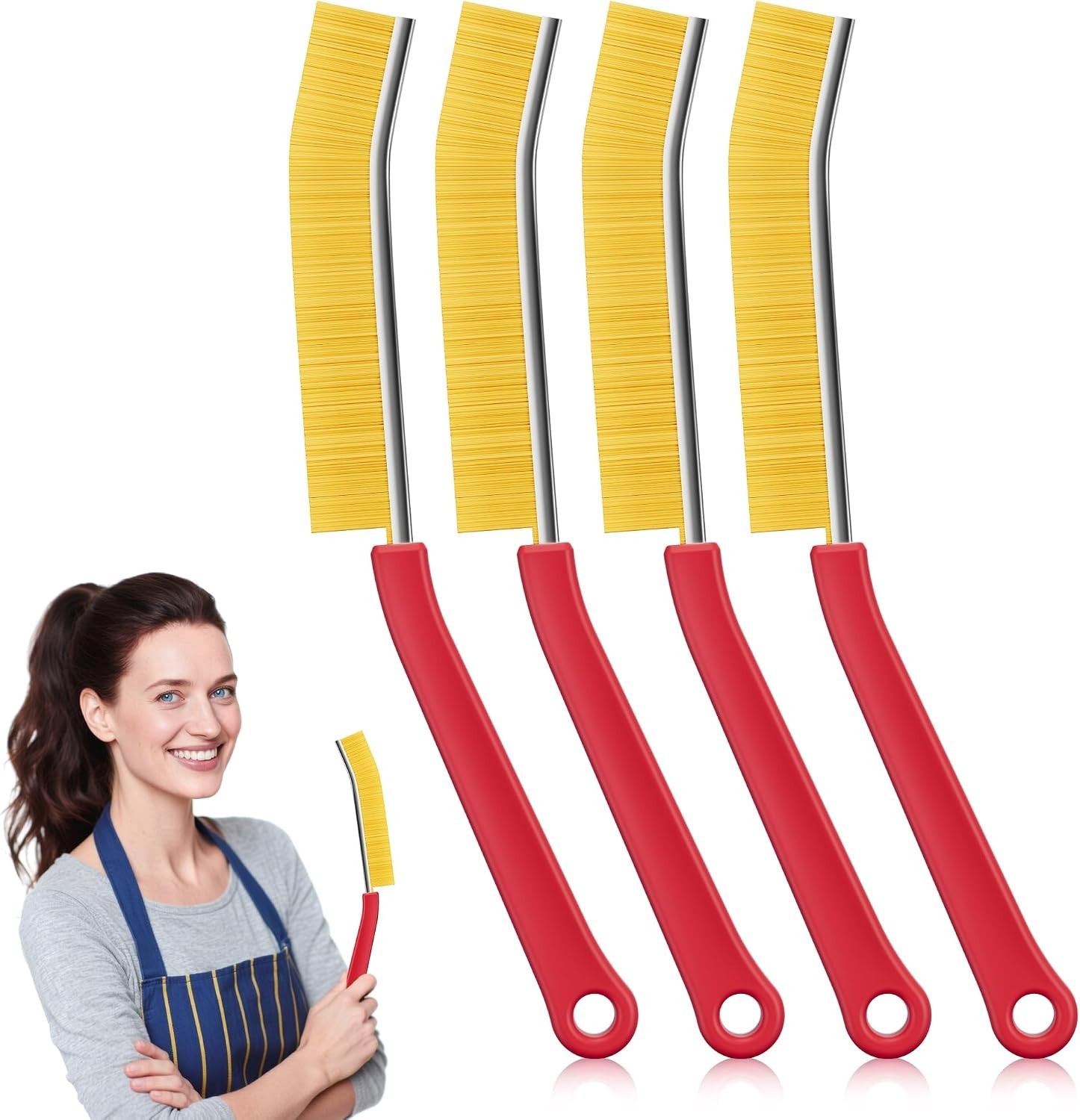 4 Pack Crevice Cleaning Brush Hard Bristle Grout Brush House Cleaning Supplies