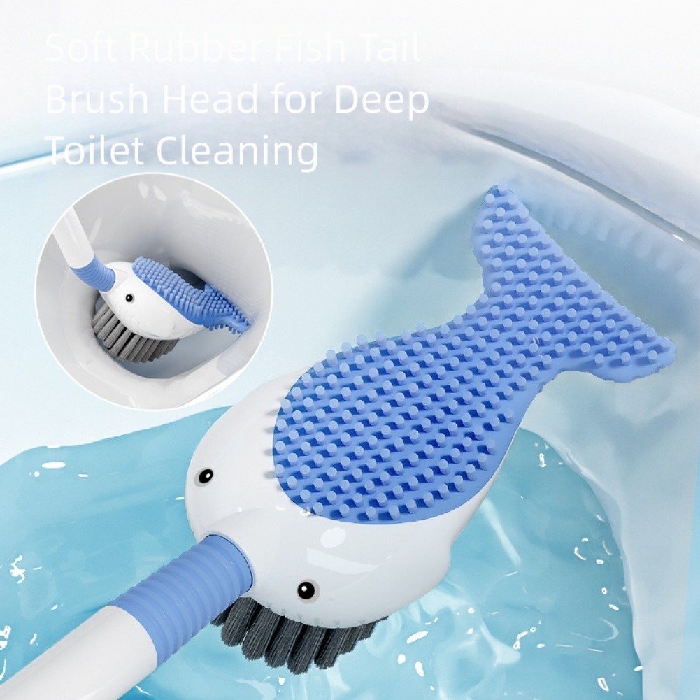 Toilet Brush with No Dead Angle Cleaning Bristles and Reliable Suction Cup Base