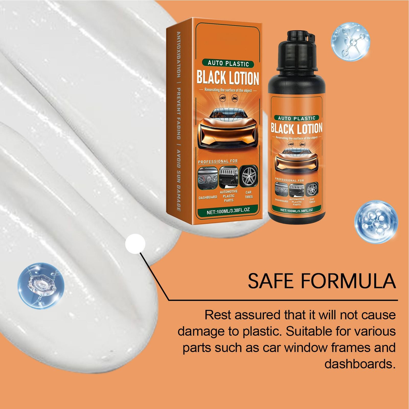Auto Plastic Restorer Kit Car Interior Faded Plastic Rubber Care Lotion