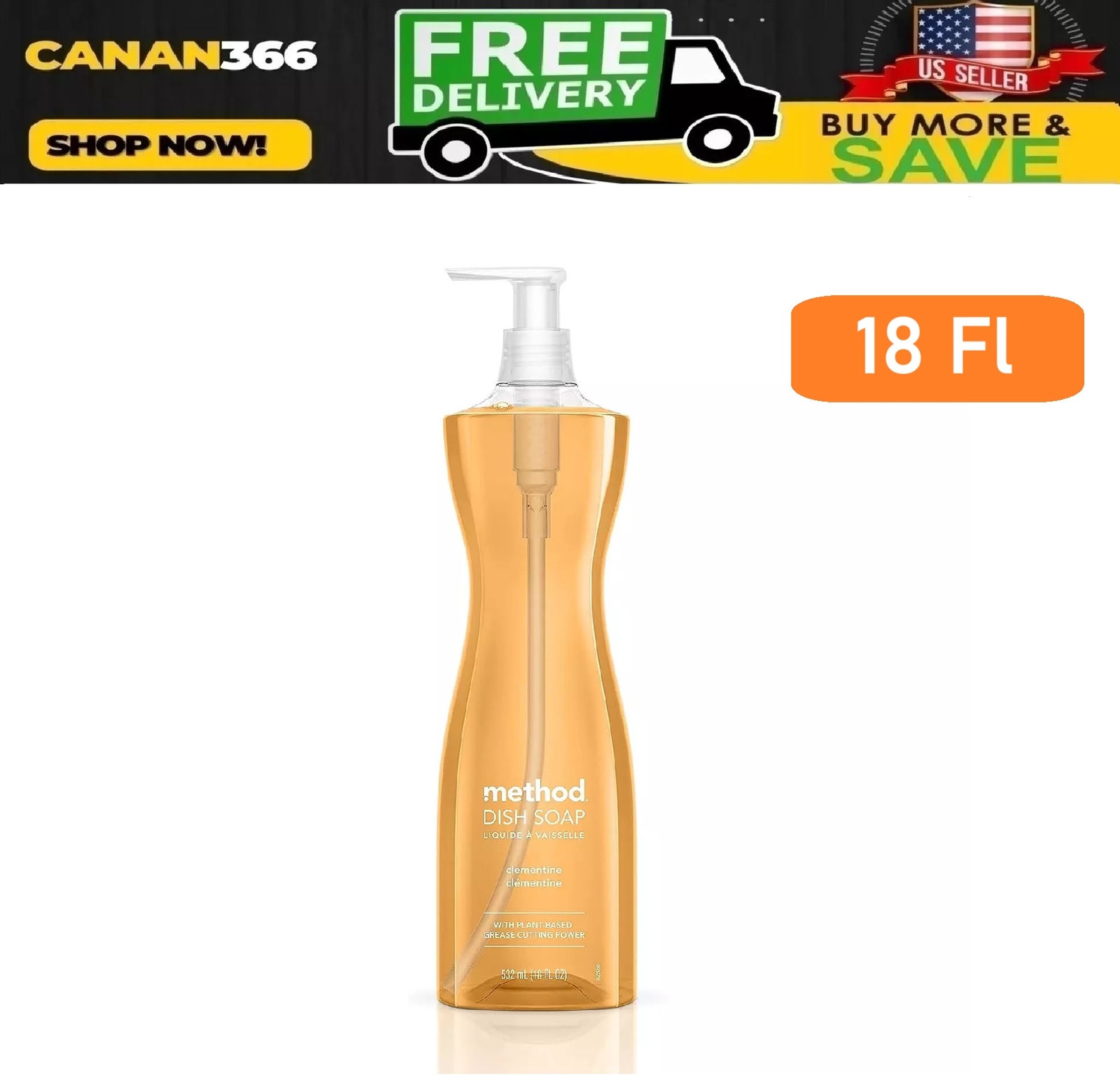 Gel Dish Soap, Clementine, Biodegradable Formula, Tough on Grease, 18 Fl
