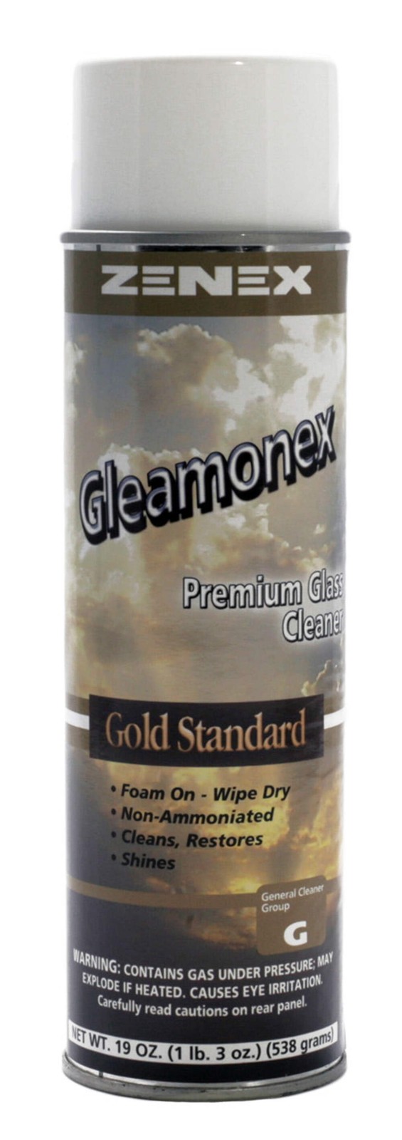Zenex Gleamonex Premium Non-Ammoniated Glass Cleaner, 19oz Aerosol Can