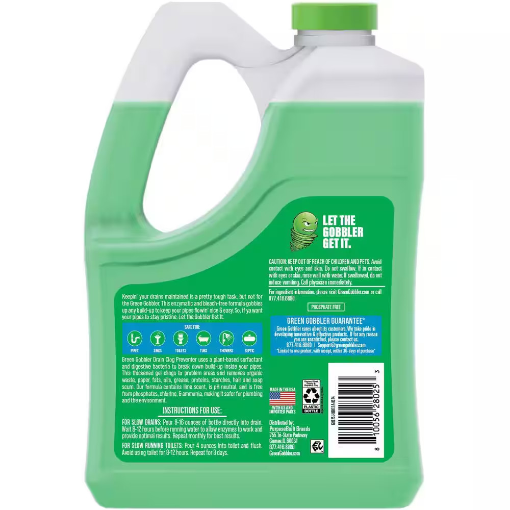 64 Oz. Build up Remover Gel and Drain Cleaner for Toilet, Tub, Shower and Sink D