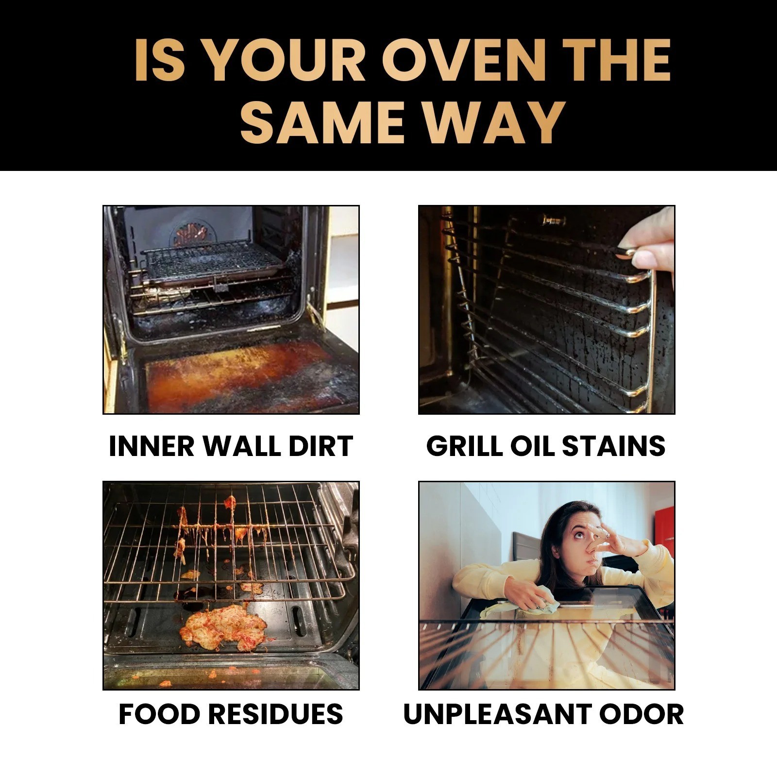 Stove & Oven Foam Cleaner Spray – Removes Grease, Dirt, Odor & Grill Residue