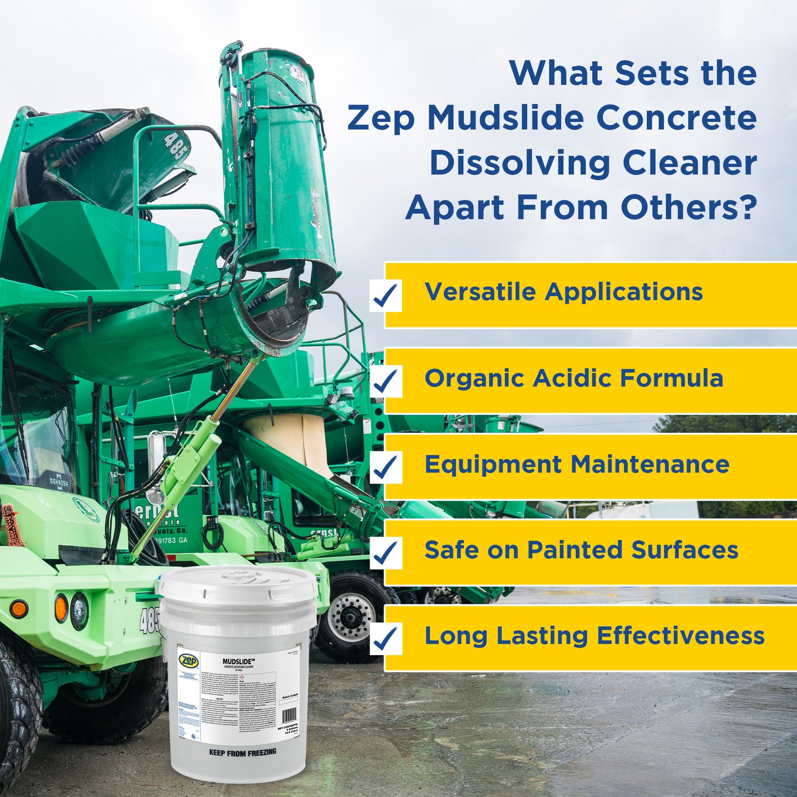Zep Mudslide Concrete Dissolving Cleaner – 5 Gallon (Each) – 599435 – Remove