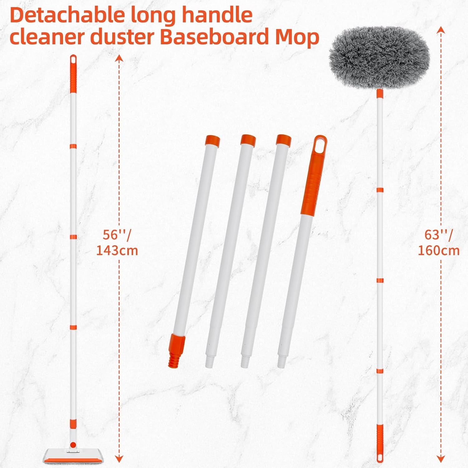 Baseboard Cleaner Tool with Handle, Extendable Long Handle Baseboard Cleaning Du