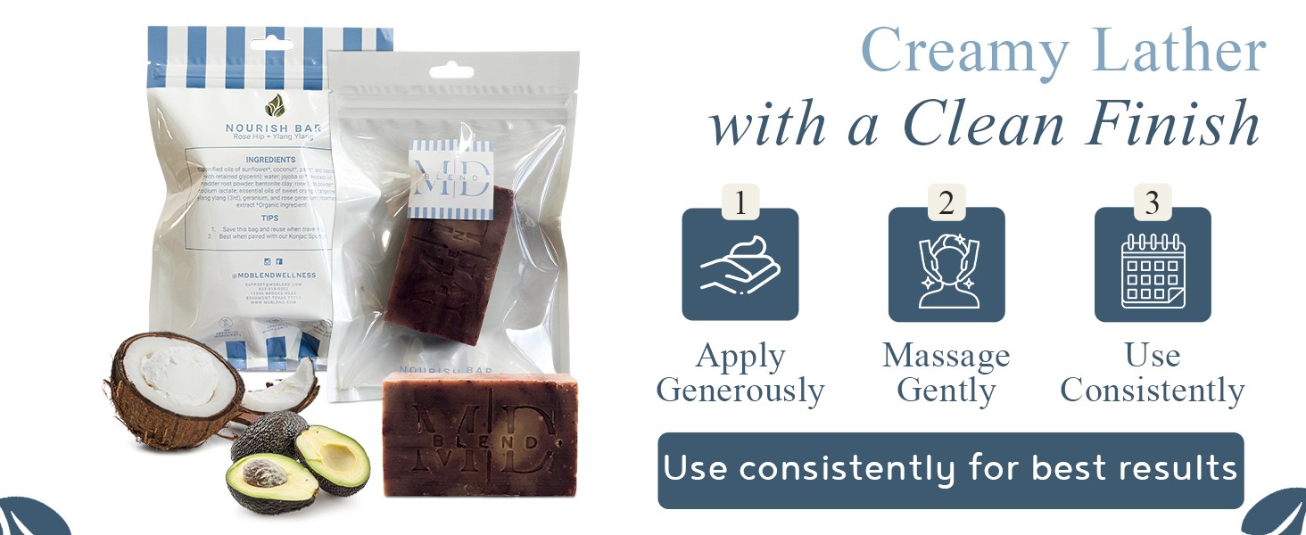 Switch2Pure Nourishing Soap Bar for Sensitive Skin with Jojoba, Avocado & Rose