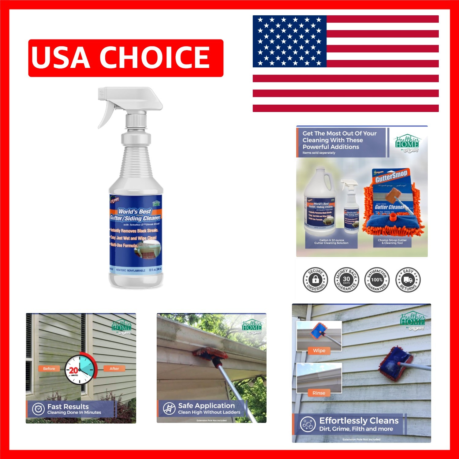 Non-Toxic 32 oz Gutter Cleaning Solution – Instantly Cleans All Types of Gutters