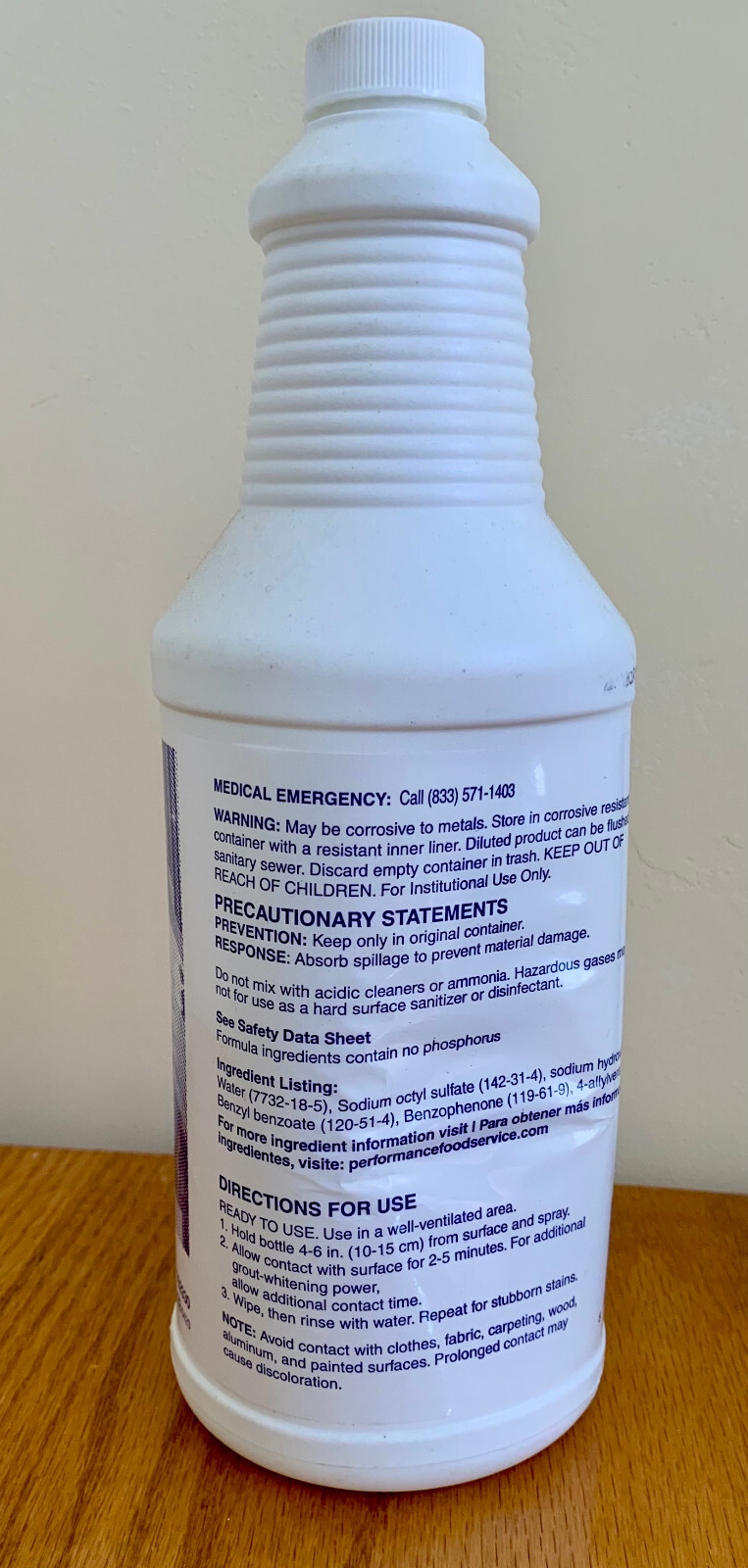 All purpose Cleaner with Bleach – First Mark Brand 1 Quart (0.9 liters)