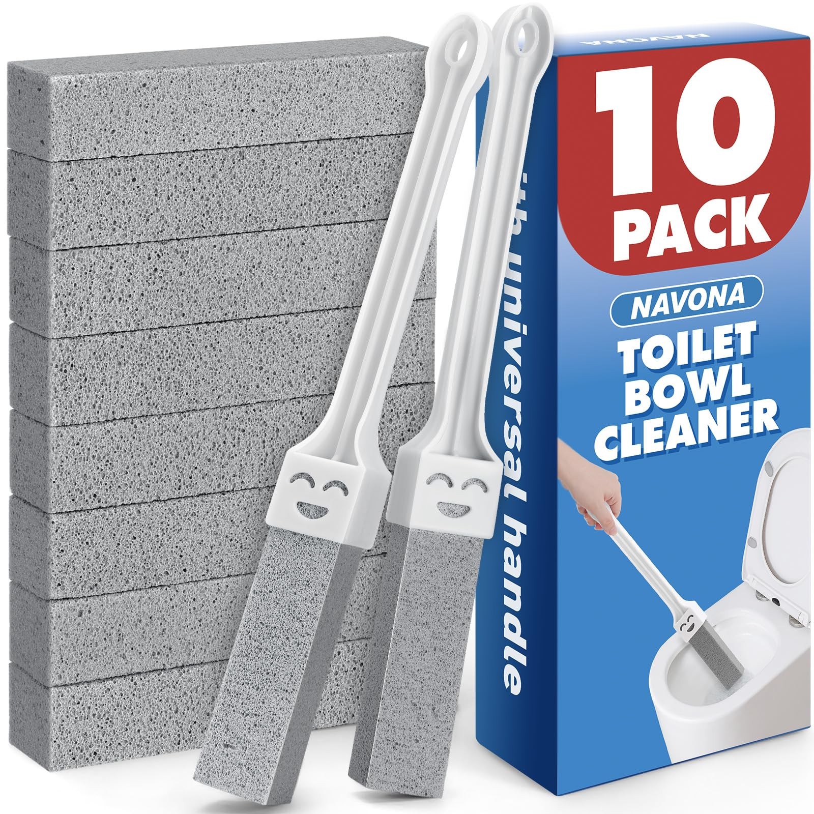 10 Pack Pumice Stone Toilet Bowl Cleaner with 2 Extra Long Handle,Pumice Ston…