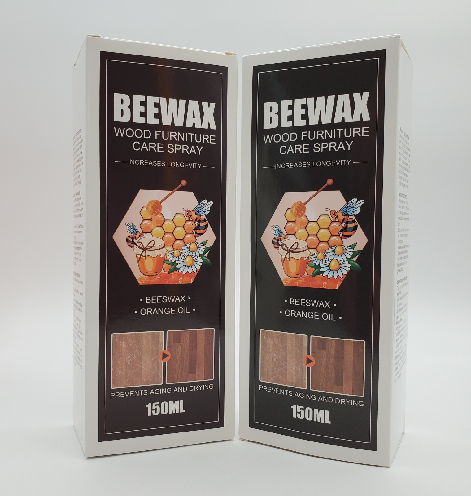2 Beeswax Wood Furniture Care Spray 150ml Neutral Orange Oil Cleaner Polish
