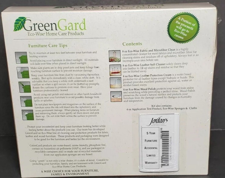 GREENGARD ECO WISE HOME CARE PRODUCTS FOR FABRIC LEATHER WOOD NEW IN SEALED…