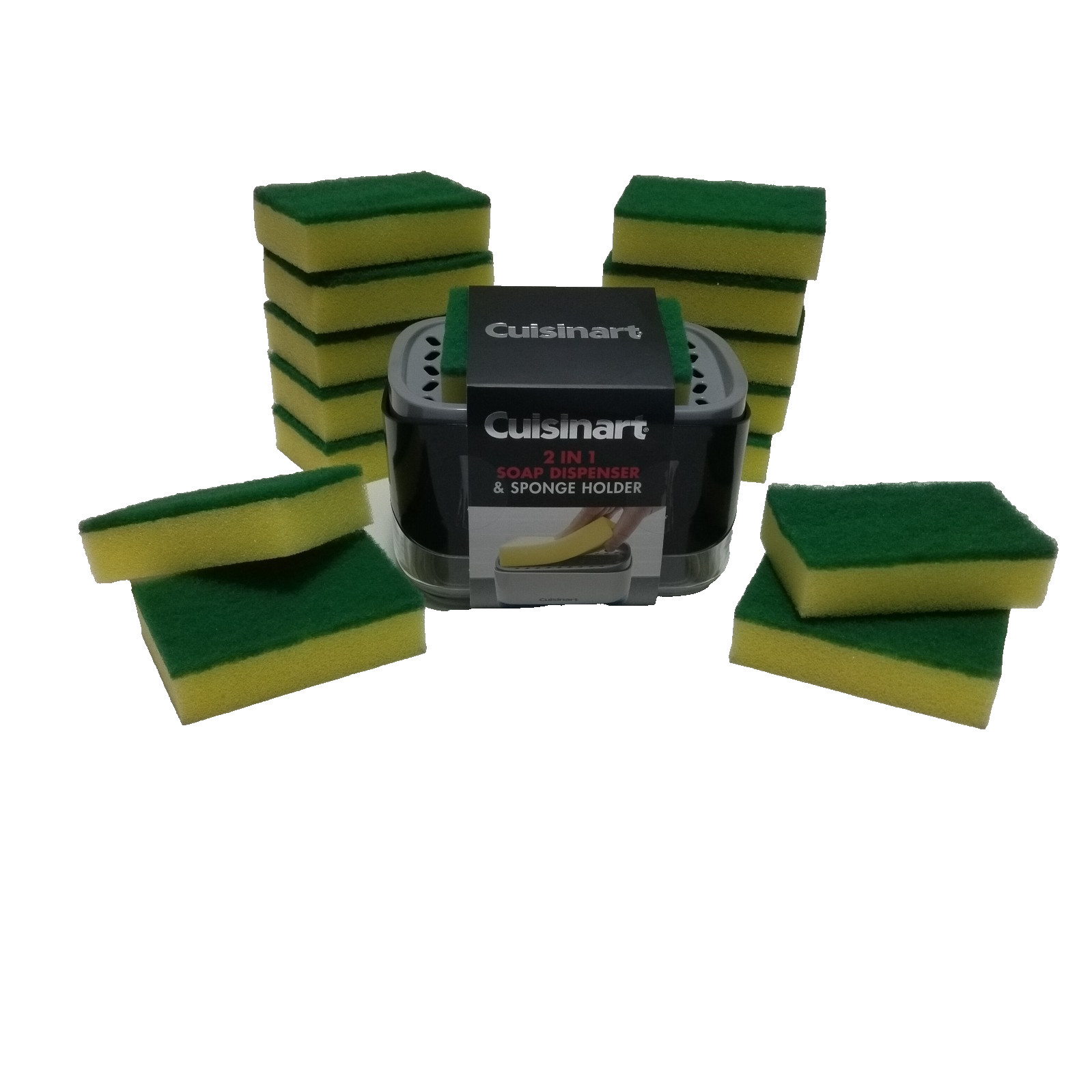 Cuisinart 2 in one soap dispenser and sponge holder includes 15 Scrub Sponges