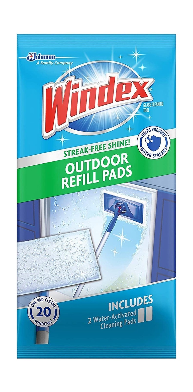 Windex Outdoor All-in-One Window Cleaner Pads Refill, 2 Count (Pack of 1)