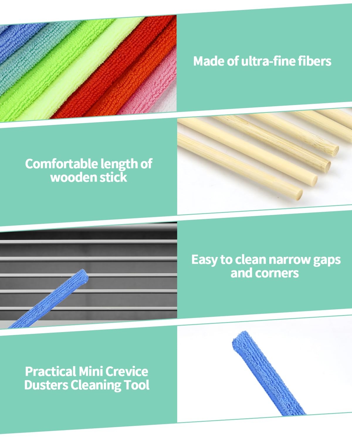 11 PCS Microfiber Detail Duster Sticks, Mini Duster Crevice Cleaning Tool for