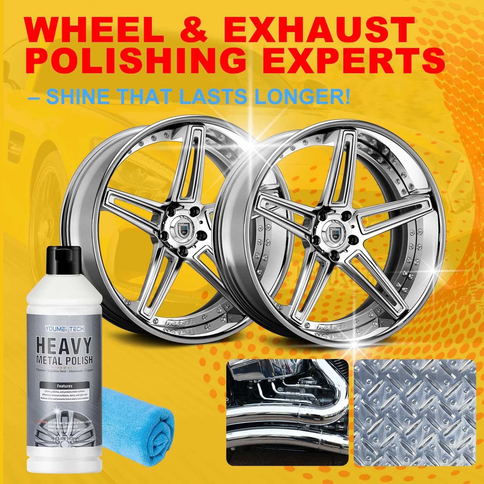 Metal Polish (16oz) & Chrome & Aluminum & Stainless Steel Polish, Multi Purpo…