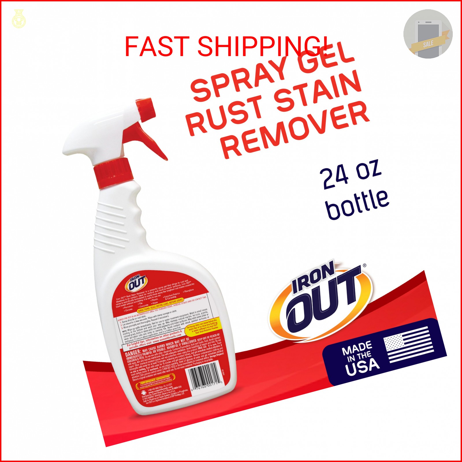 Iron OUT Rust Stain Remover Spray Gel, Remove Rust Stains in Bathrooms, Kitchens