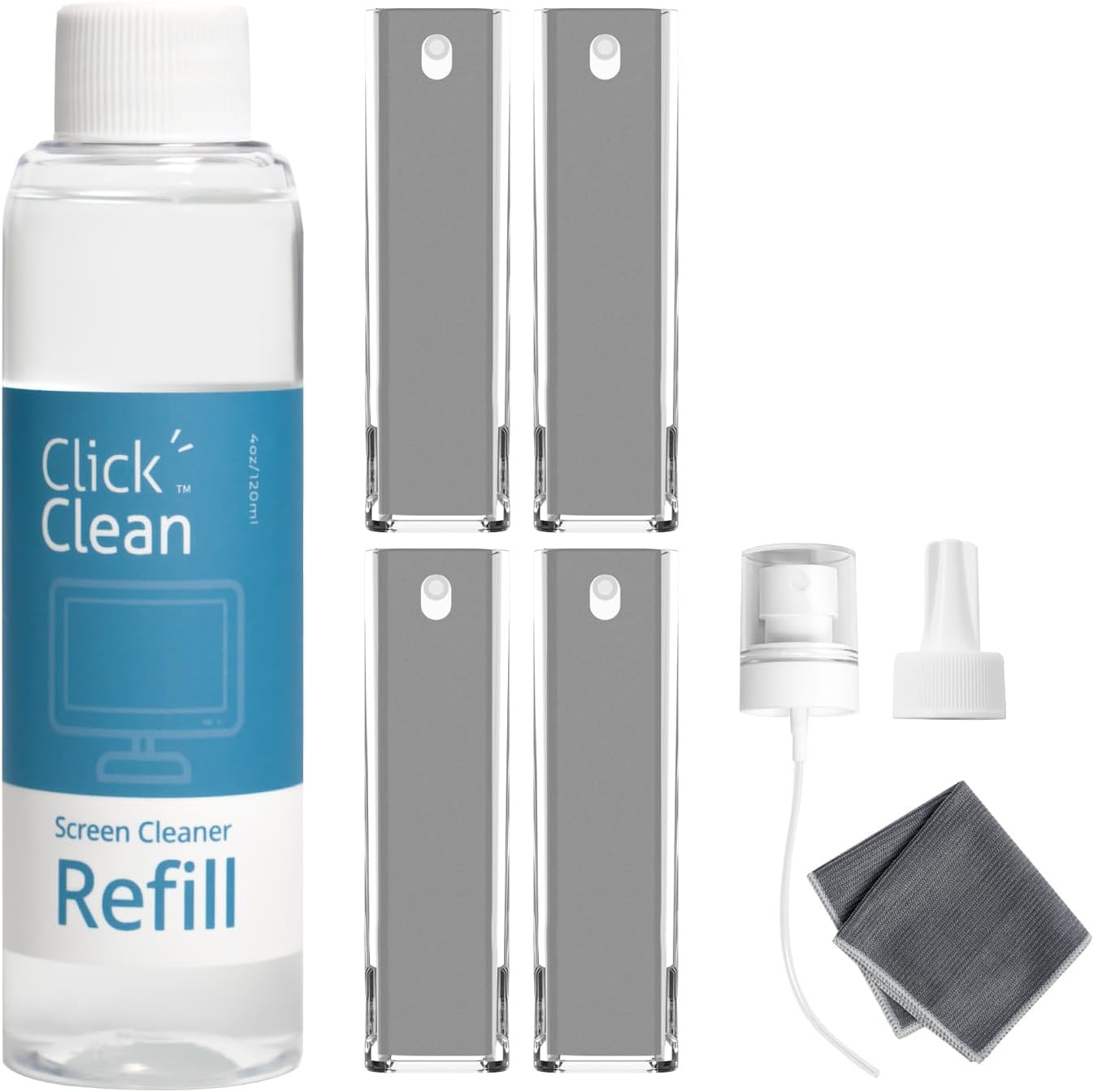 Screen Cleaner Refill Kits 4 oz Cleaner Refill & 1 Microfiber Cloth(7.8 x 7.8in