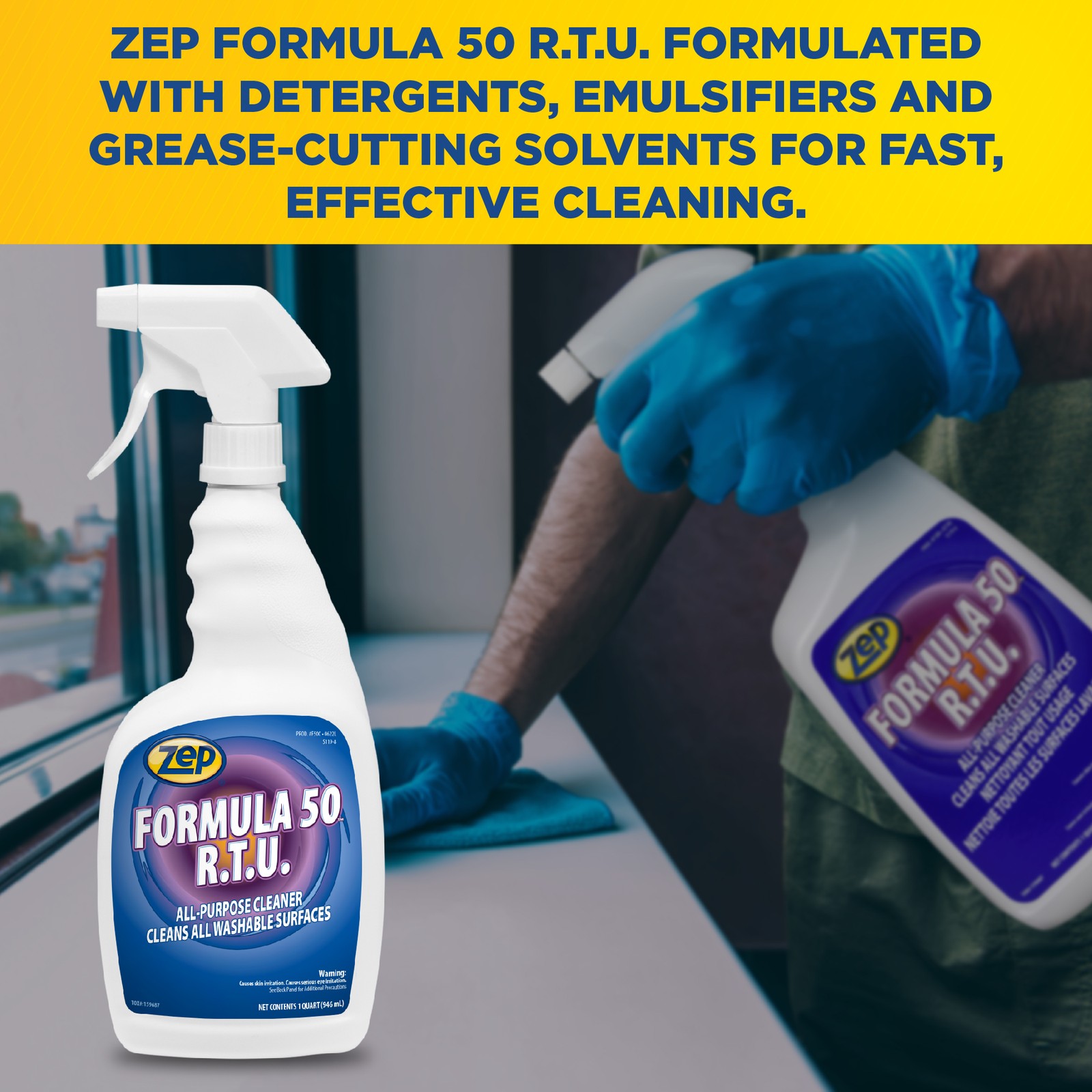Zep Formula 50 R.T.U. All-Purpose Cleaner -1 Qt (Case of 12) -F50001 –