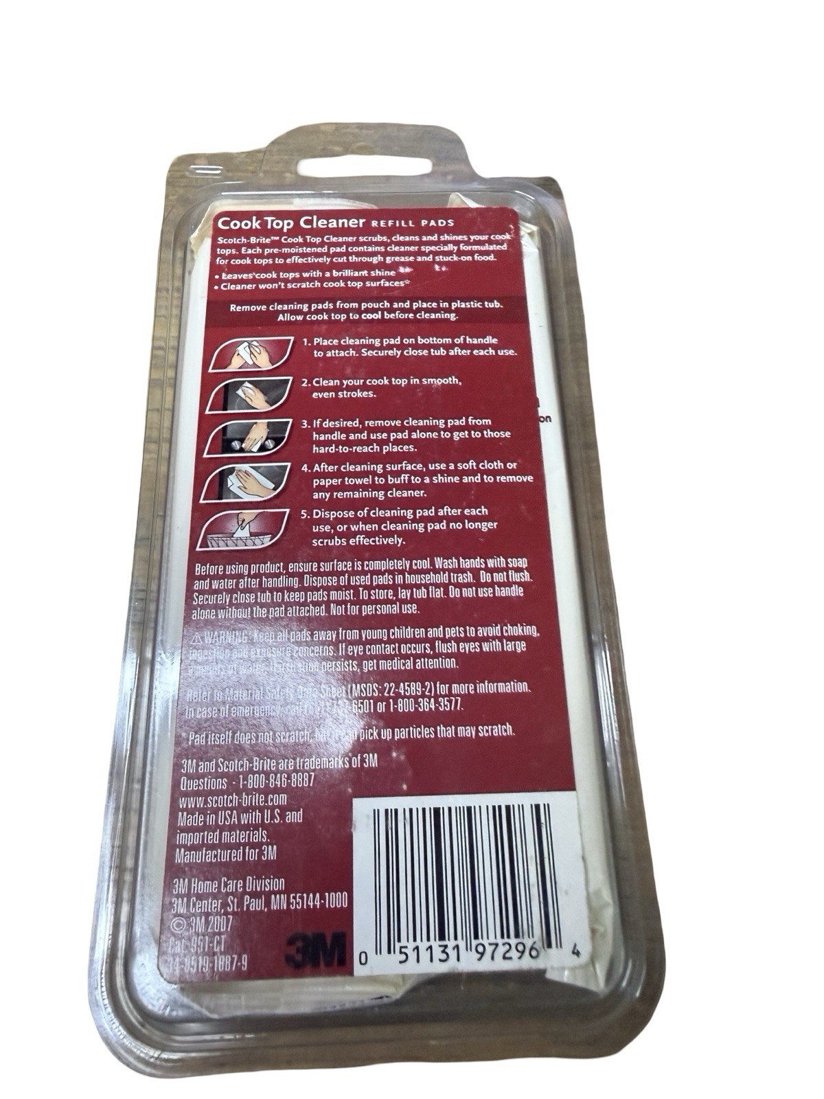 Scotch-Brite 3M Cook Top Cleaner Refill Pads 6-Pack Pre-Moistened Pads