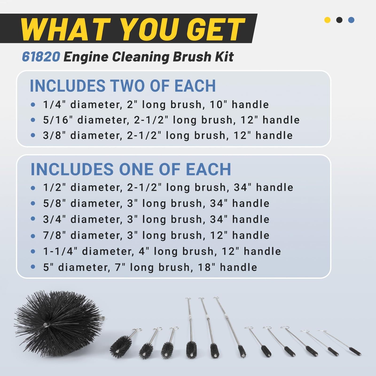 Ytrica 12 Pcs 61820 Car Engine Cleaning Detailing Brush Kit – Motor Engine Al…