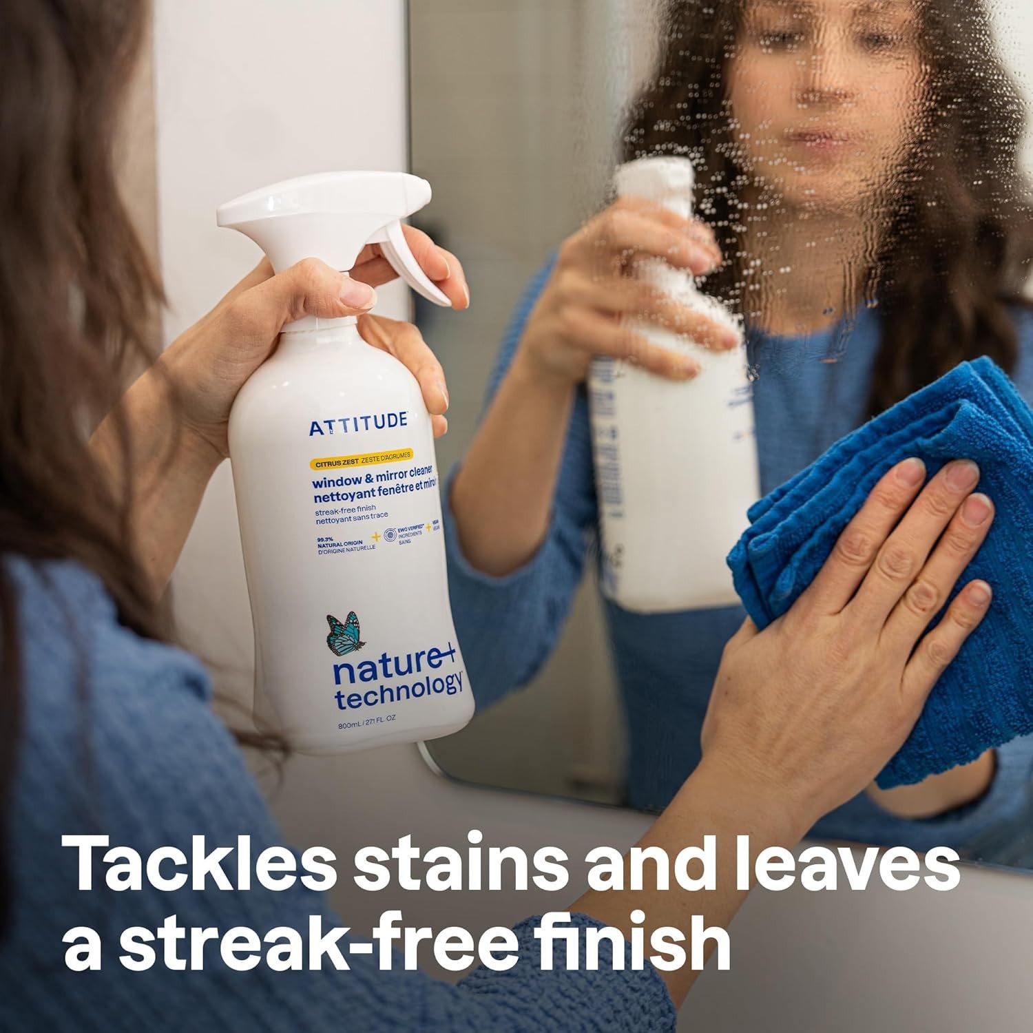 Plant-Based Streak-Free Window Cleaner – Eco-Friendly & Citrus Scent, 27.1 Fl Oz